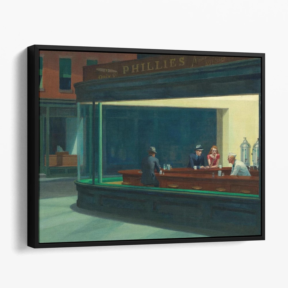 Nighthawks by Edward Hopper Vintage America Cities Canvas Print Wall Art