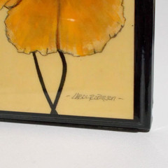 Carol Robinson Poppies 2 Square Wall Plaque Set Orange Yellow Flowers