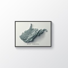 West Virginia Map, West Virginia 2D Relief Map – 2D Flat Print