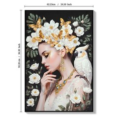 Beauty Posters Beauty lady Wall Art Gold and White Floral Canvas Artwork