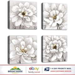 Stylish Flower Prints Set, Contemporary Decor for Hallway and Dining Room