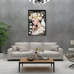 Beauty Posters Beauty lady Wall Art Gold and White Floral Canvas Artwork