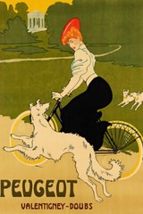 Peugeot Lady Dog Riding Bicycle Bike Cycle Sport Vintage Art – POSTER 20×30