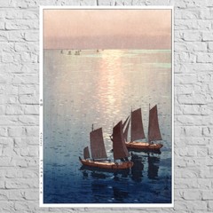 Poster Glittering Sea, 1926 | 24×16″ Shin-hanga | Junk japanese sail ship