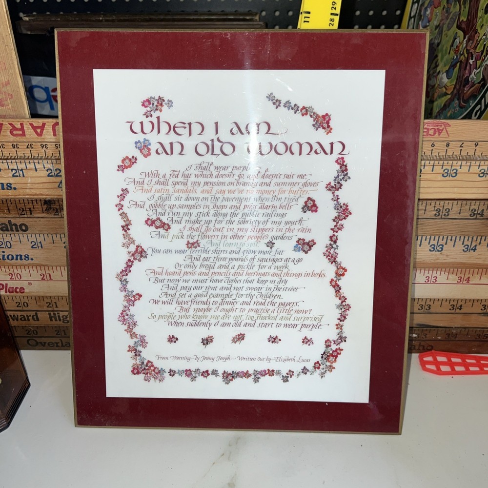 When I Am An Old Lady Print Wall Art Home Decor Red Hat Purple Humorous Fun Mom