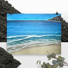 Calm Summer Beach Painting Poster Print