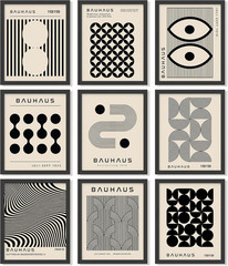Modern Bauhaus Poster – Mid Century Modern Wall Decor, Midcentury Geometric Wall