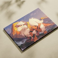 Arcanine Pokemon Canvas Wall Art Fire Type Mountain Print Anime Fan Room Decor