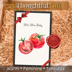 Slice Slice Baby Framed Kitchen Wall Art Tomato Poster Funny Food Quote Gift