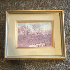Bill Burkett print, southern artist, Framed Matted Landscape Farm Field Scene
