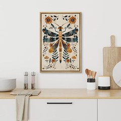 Wall26 Whimsical Dragonfly Canvas Print Bohemian Framed Wall Art Decor