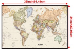 91×61cm/74×46cm Map of The World Poster Print Educational School Art World Map
