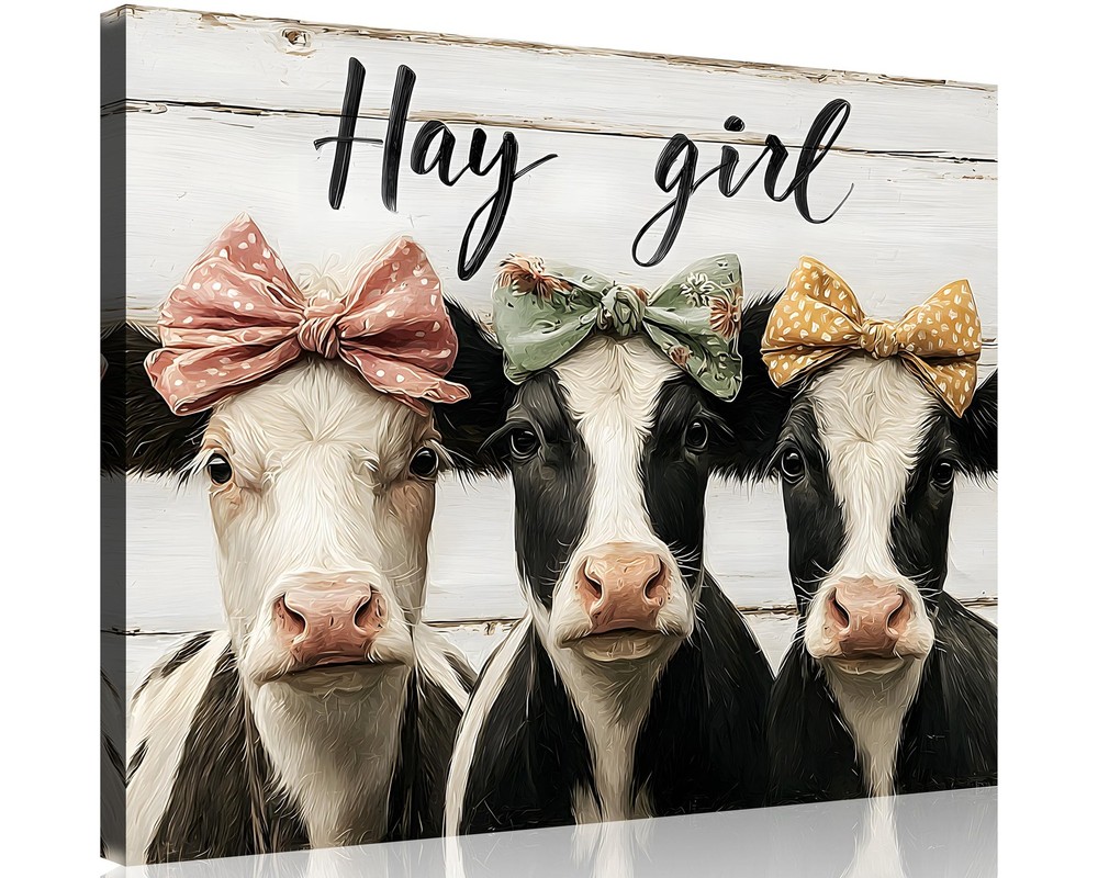 Farmhouse Cow Pictures Farmhouse Wall Decor Cow Wall Art Funny Cows Gifts Rus…