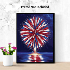 Patriotic Fireworks Art Print, 4th of July Poster, Independence Day Wall Decor