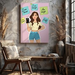 Vibrant, Illustrated Scene Featuring A Confident Figure Standing In Wall Art
