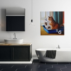 Litter Box Reading Funny Cat, Designed By Lucia Heffernan, 30 x 30, Canvas Wa…