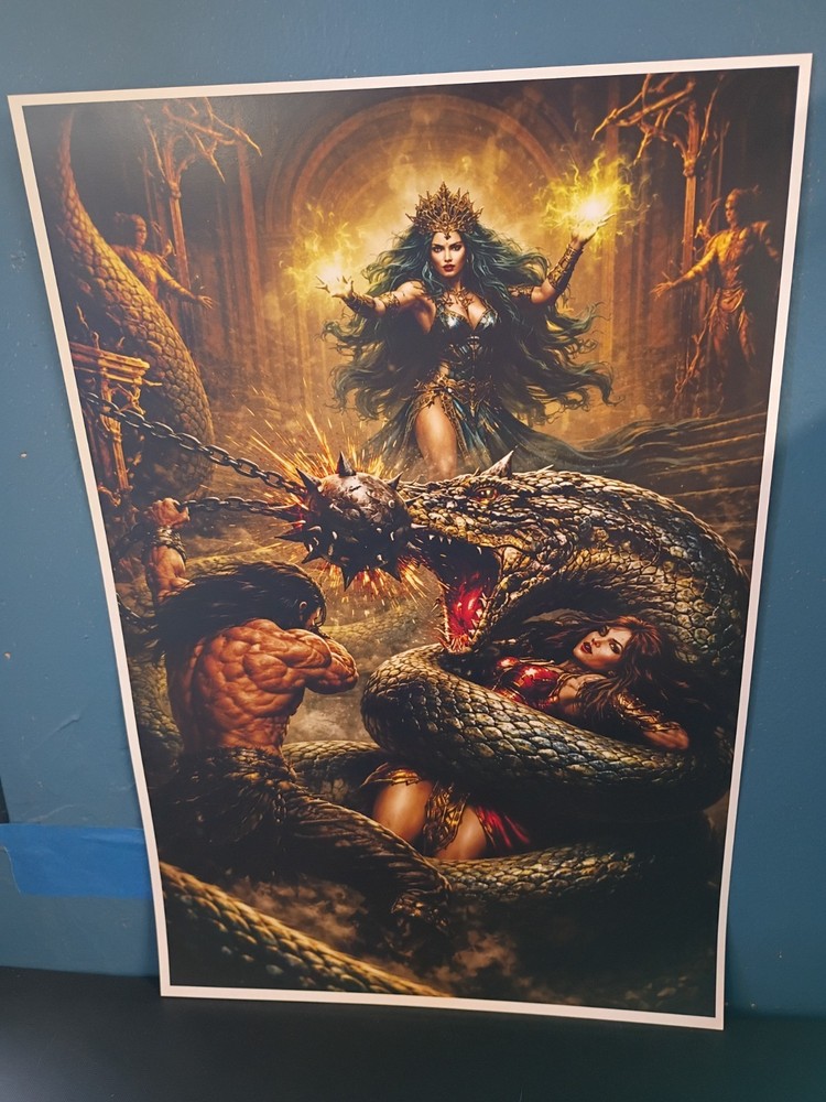 BARBARIAN POSTER FANTASY ART 12X18 MATE CARDSTOCK 130 lb NEW CONAN TARZAN 17A
