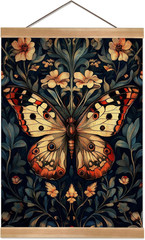 William Morris Abstract Vintage Floral Butterfly Design Wall Art Home Decor,W…