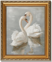 Vintage Gold Framed Wall Art Prints Decor Classical Swan Canvas Oil Painting Pos