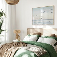 Muted Modern Seascape Poster Coastal Birds Beach Wall Art