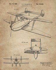 4 Biplanes Patent Wall Art Prints Aviation -8″x10″- Great Pilot Gifts Bi Plane