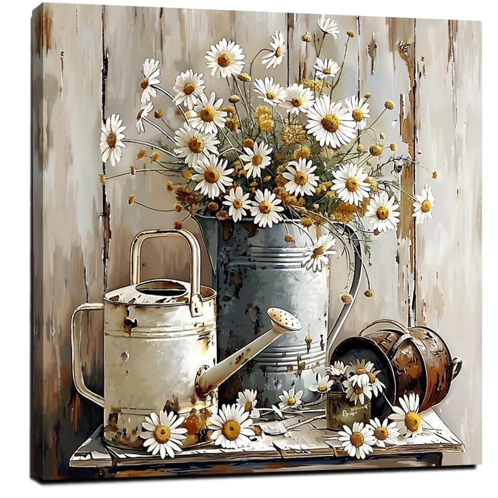 Farmhouse daisy wall decorative wall art rustic picture canvas printing