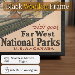 Retro National Parks Train Travel Poster Framed 11×17 USA Canada Wall Art Gift