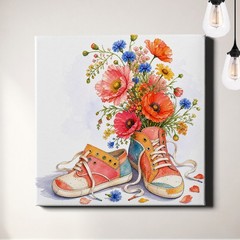 Floral Sneakers Art Print Watercolor Wildflower Bouquet Fashion