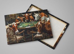 Texas Longhorns Canvas Playing Poker Gallery Wrapped Art Living Room Decor