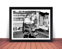 Framed c.1937 HAGERMAN, MICHIGAN Lumber Barbershop Photo Picture 8×10 11×14 W17