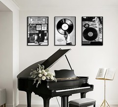 3Pcs Music Poster Wall Art Fashion Black And White Photography Preppy Vinyl R…