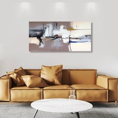 Neutral Abstract Canvas Wall Art 40×20 Inches Framed Beige Brown Black Textur…