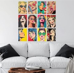 Women Pop Art Gallery Style Portrait Poster Wall Vinyl Stickers (8″x11.5″ 12pc)