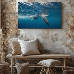 Playful Dolphin Gracefully Swims Underwater, Captured In A Dynamic Wall Art