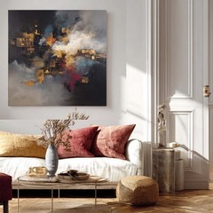 Modern Art Hand Painted Oil Painting Abstract Canvas Wall Mural Aesthetic Gray