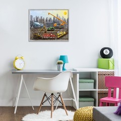 Stupell Industries Construction Trucks Wall Art 30×24 Framed Giclee