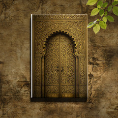 Ornate Arched Door Canvas Art Antique Brass Relief Carvings Islamic
