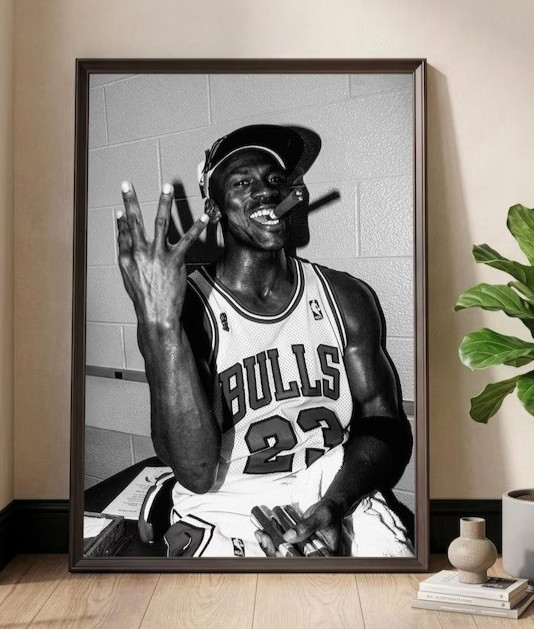 Michael Jordan Vintage Chicago Bulls 3 Peat Cigar Poster 24×36 Unframed Art