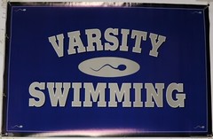 Varsity Swimming vintage weird humor funny Sperm Poster 23.25″X35.50″ NOS (b721)