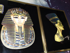 Vintage Egyptian King Tut and Queen Nefertiti Foil Wall Art Images- Gold Framed