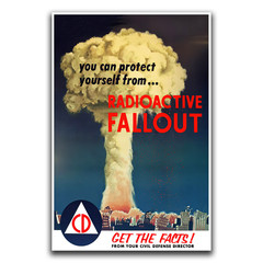 VINTAGE NUCLEAR BOMB RADIOACTIVE FALLOUT CIVIL DEFENSE POSTER