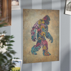 Vintage SASQUATCH FLOWERS Wall Art, Bigfoot Floral Poster, Yeti Botanical Decor