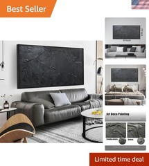 Black Abstract Wall Art Canvas Large Modern Living Room Bedroom Office Decor