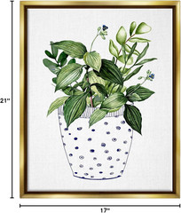 Modern Gold Framed Potted Plant Canvas Art by Karen Smith