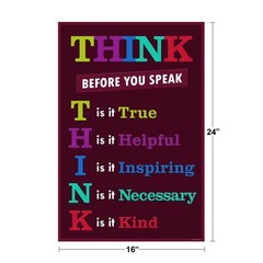 Classroom Sign Think Before You Speak School Rules Art Print Poster 16×24