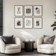 6 Piece Framed Neutral Abstract Wall Art Poster 14 In. X 11 In