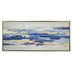 1- Panel Abstract Framed Wall Art with Gold Frame 32 In. X 71 In.