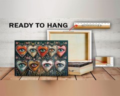 Psychedelic Heart Eye Art Canvas Print: Gothic Jewel-Toned Decor Ready to Hang
