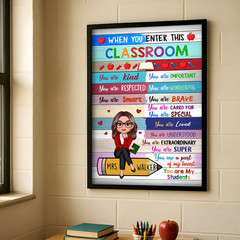 Colorful Teacher Sitting On Pencil, Poster, Classroom Decoration, Back To School