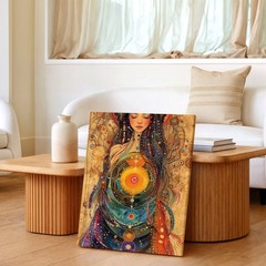 Wall Art Boho Spiritual Woman Chakra Mandala Canvas Print Mystical Home Decor